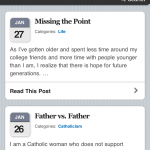 Screenshot of the mobile version of my blog