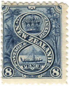 single digit 8 on a stamp from New Zealand