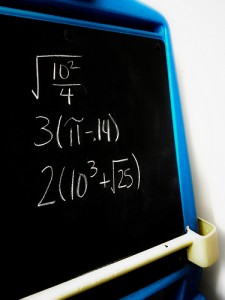 chalkboard showing mathematical expressions for the date the photo was taken