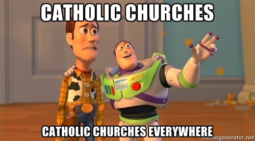 This is Chicago. Catholic churches everywhere.
