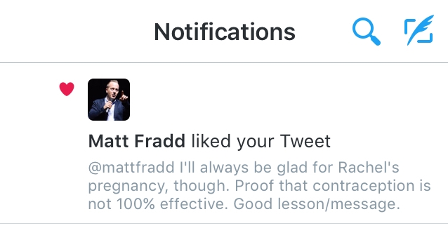 Matt Fradd liked my tweet